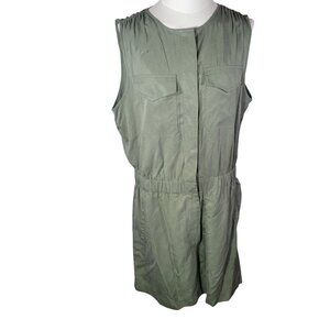 Banana Republic Women OD Green Sleeveless Romper With Pockets Size Tall L